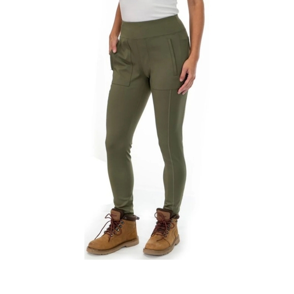 Ridgecut Toughwear Work Leggings Pants Women's M Olive Pull On Stretch Utility - Picture 1 of 12